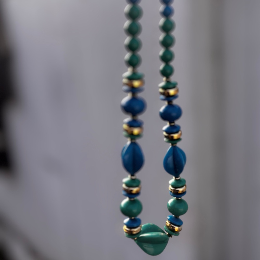 Vintage Blue and Green Acrylic Necklace